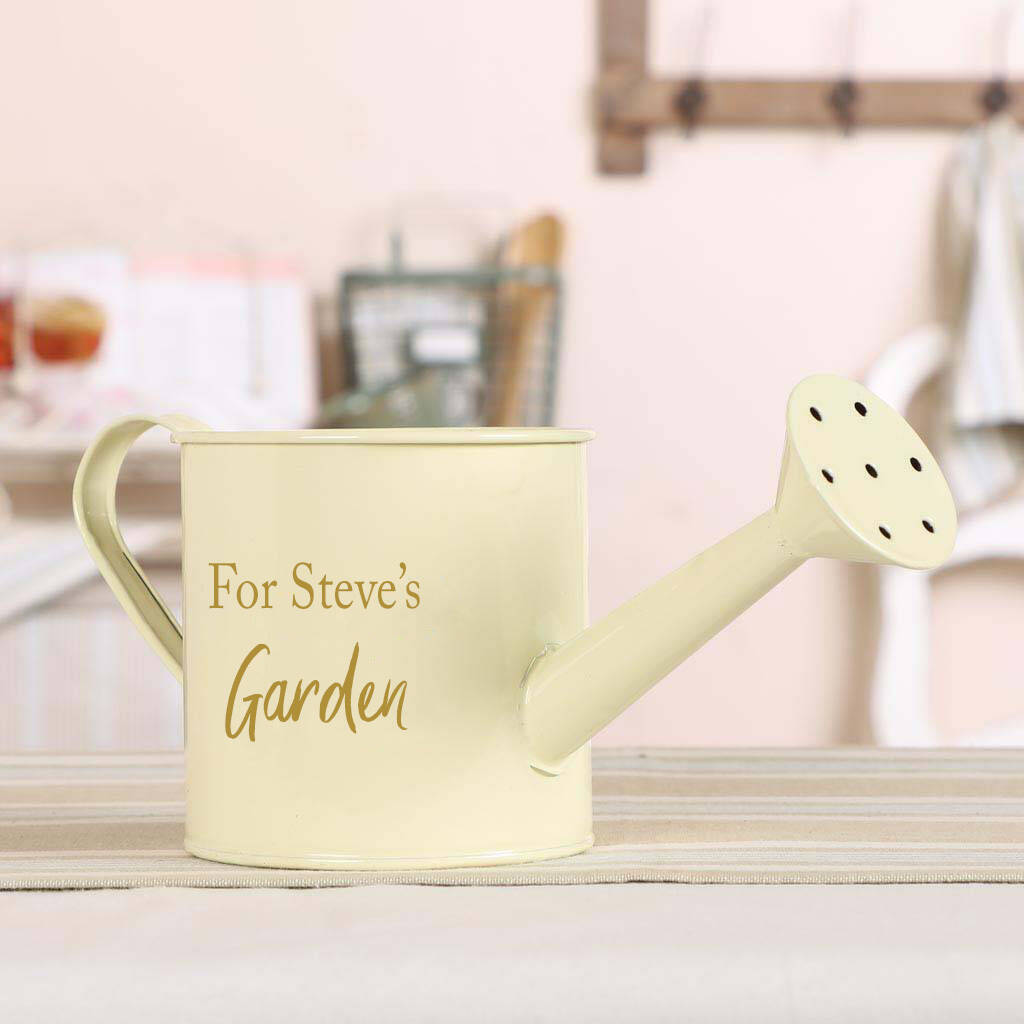 personalised cream watering can planter by dibor