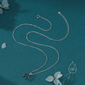 Sterling Silver London Blue Pear Cut Cz Necklace, 5 of 12