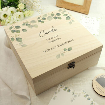 Personalised Wedding Wooden Keepsake Box Botanical, 4 of 5