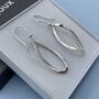 Sterling Silver Oval Earrings Christmas Gift For Wife, thumbnail 2 of 4