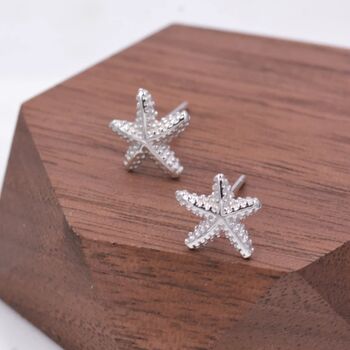 Sterling Silver Little Star Fish Stud Earrings, 4 of 11
