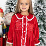 Personalised Girl's Christmas Red Velvet Dressing Gown, thumbnail 1 of 3