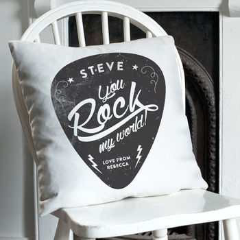 'You Rock My World' Personalised Cushion, 3 of 7