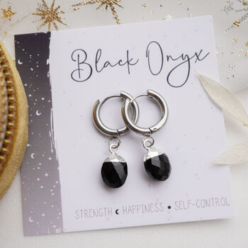 Black Onyx Hoop Earrings And Necklace, 2 of 11