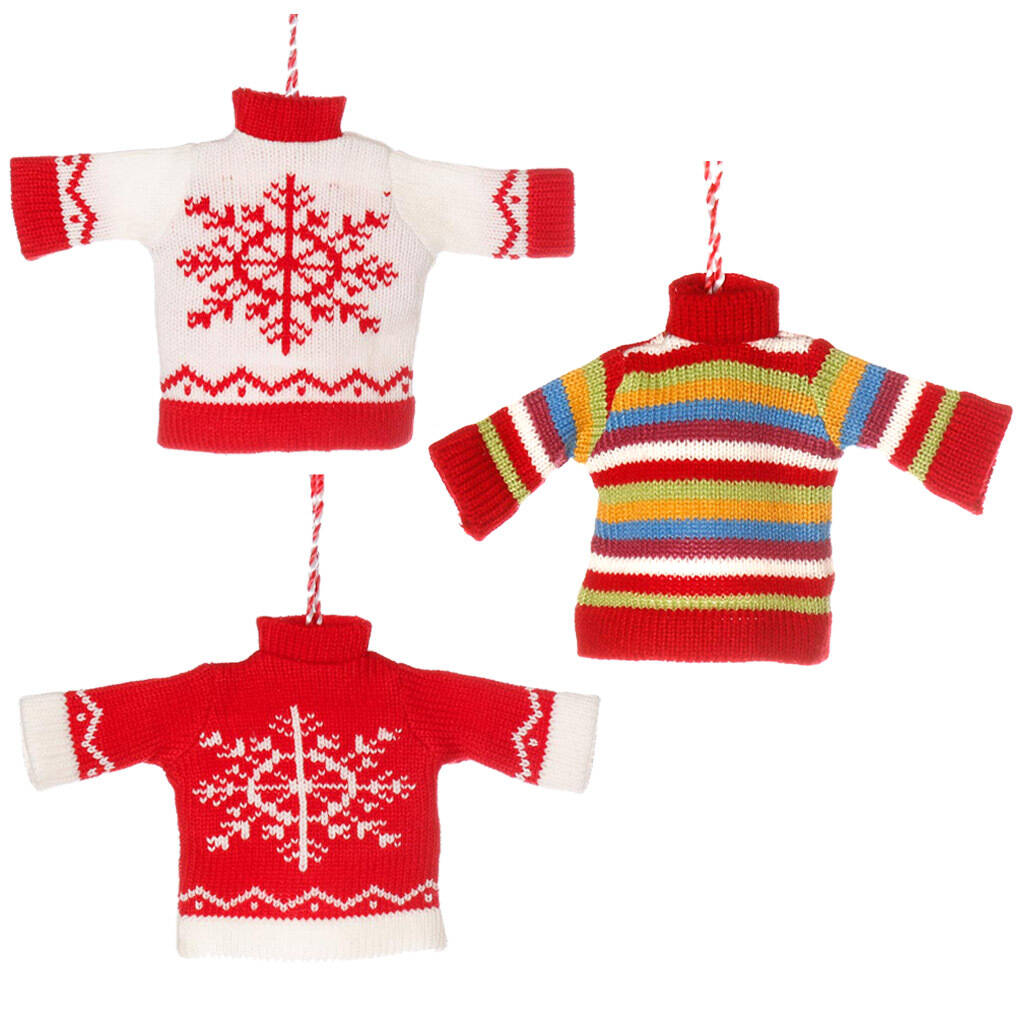 Set Of Three Knitted Christmas Jumper Baubles By Dibor
