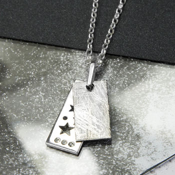 Sterling Silver Meteorite And Stars Necklace, 3 of 5