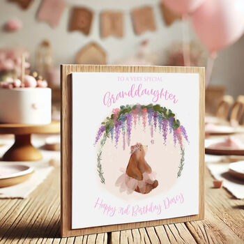 Granddaughter 1st Birthday Personalised Princess Bear Card, 3 of 6