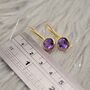 Purple Amethyst Gold Earrings, thumbnail 3 of 6