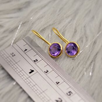 Purple Amethyst Gold Earrings, 3 of 6