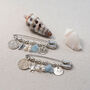 Beach Theme Wedding Bridal Charm Gift | Something Old, New, Borrowed, Blue | Aquamarine Stones | Engraved Wedding Gift For Bride To Be, thumbnail 3 of 9