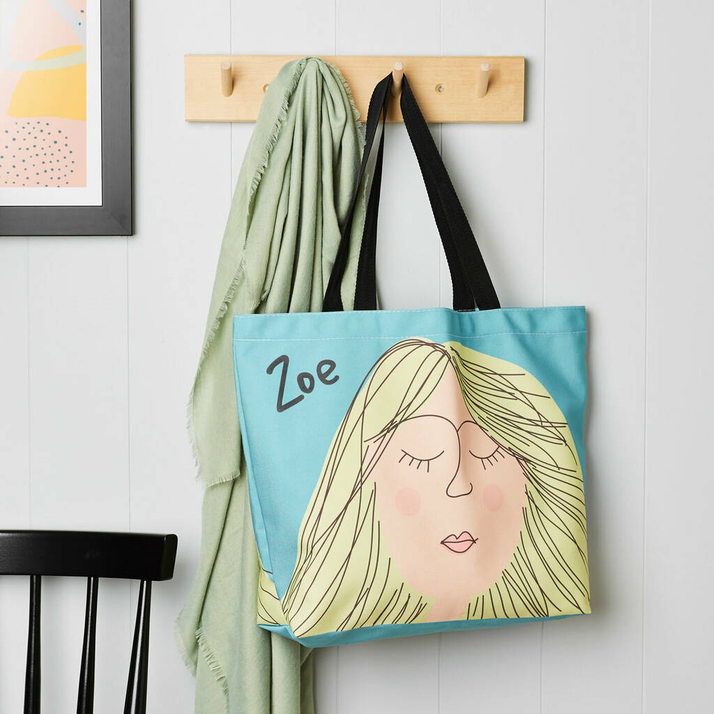 Personalised Face Shopping Tote Beach Bag, 1 of 5