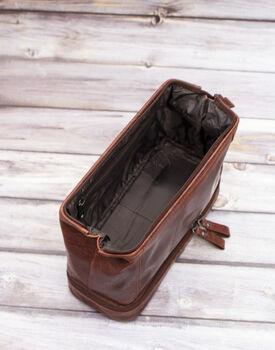 Personalised Leather Toiletry Wash Bag Men's Gift, 8 of 10