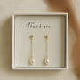 Delicate Chain Pearl Earrings – Minimal Handmade Wedding Jewellery, thumbnail 6 of 7