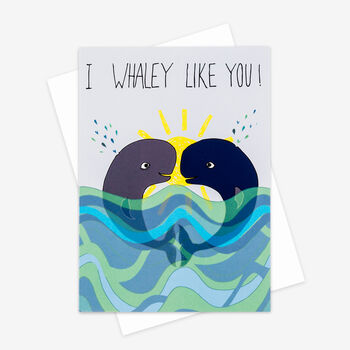 'I Whaley Like You' Greetings Card, 2 of 2