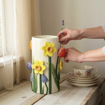 3D Ceramic Daffodil And Tulip Flower Vase, 2 of 2