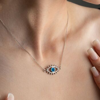 Evil Eye Pendant Necklace In Sterling Silver, 3 of 5