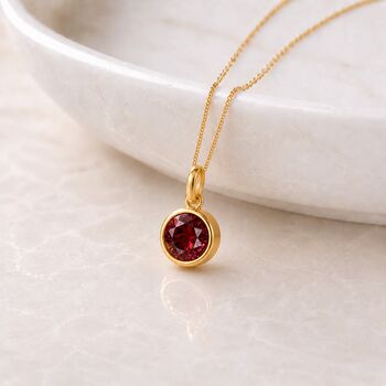 Personalised Gold Plated Sterling Silver January Birthstone Garnet Pendant Necklace, 3 of 9
