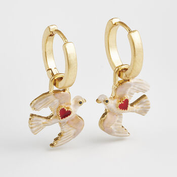 Gold Love Dove Huggie Earrings, 5 of 9