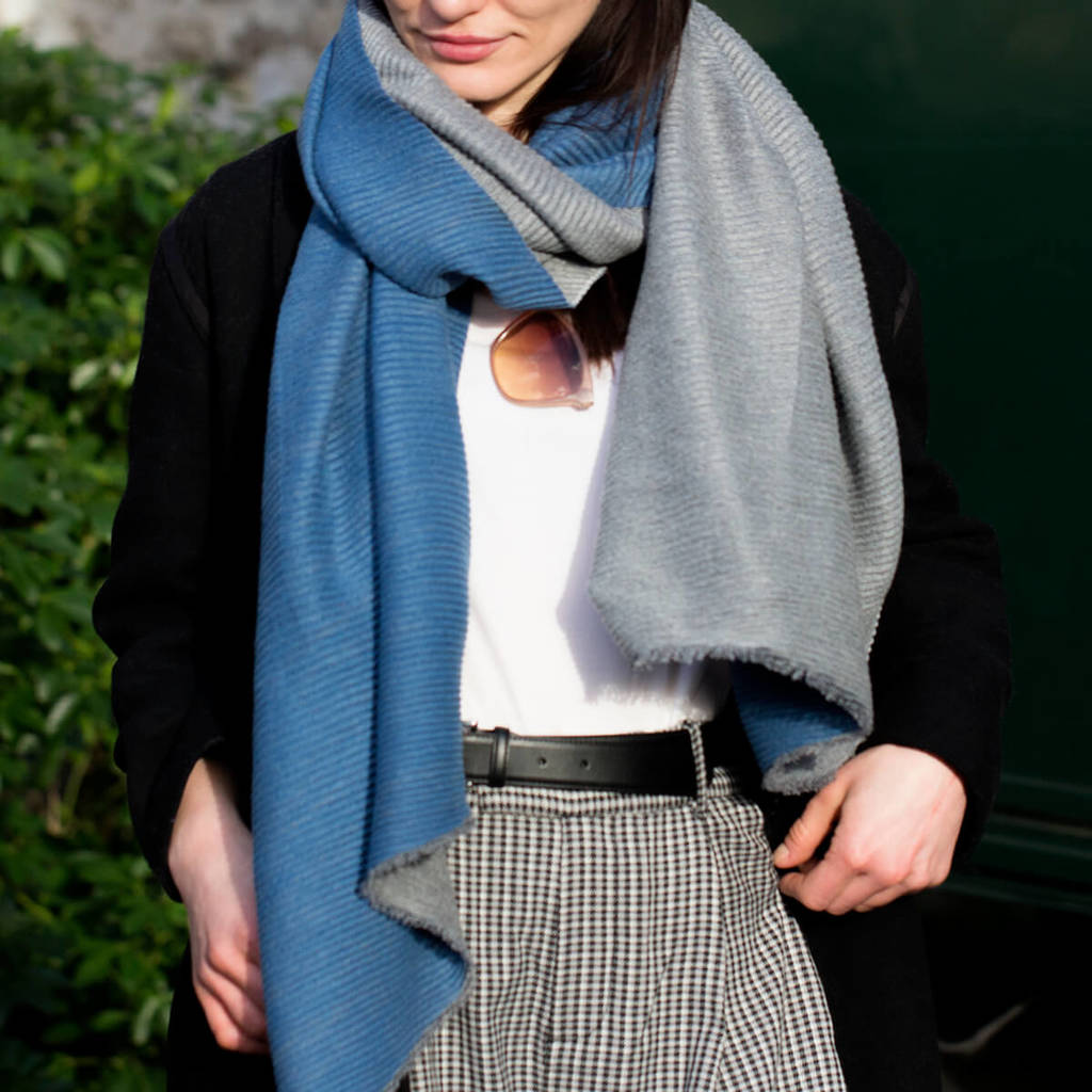 Personalised Reversible Pleated Cashmere Scarf Shawl By Studio Hop