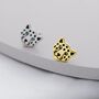 Leopard Stud Earrings In Sterling Silver, thumbnail 6 of 12