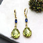 Statement Lime Green And Blue Rhinestone Drop Earrings, thumbnail 4 of 7