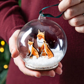 Personalised 3D Wooden Fox Family Bauble, 2 of 4