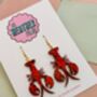 Small Red Glitter Lobster Earrings / You're My Lobster Gift / Romantic Earrings / Valentines Gift, thumbnail 4 of 6
