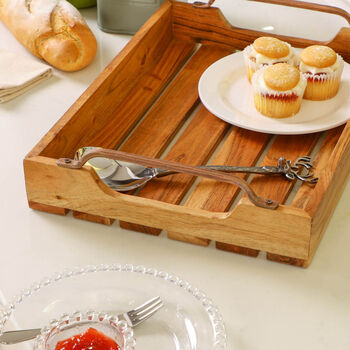 Personalised Acacia Wood Serving Tray With Handles, 4 of 6