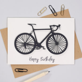 Personalised Cyclists Papercut Bicycle Birthday Card, 4 of 6