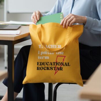 Teacher 'Educational Rockstar' Tote Shopping Bag, 3 of 11