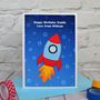 'Rocket' Personalised Boys Birthday Card, thumbnail 3 of 4