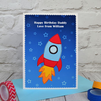 'Rocket' Personalised Boys Birthday Card, 3 of 4