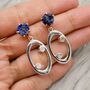 Lapis Lazuli, Moonstone Silver Earrings, thumbnail 4 of 9