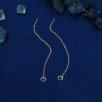 Tiny Open Heart Threader Earrings In Sterling Silver, 5 of 12
