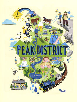Peak District Map, Peak District Art, Illustrated Map, 2 of 2
