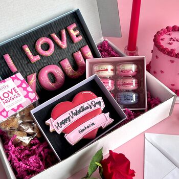 Valentine's Day Love Cookie And Macarons Hamper, 2 of 5