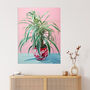 Spider Plant Lover Pink Green Blue Wall Art Print, thumbnail 1 of 6