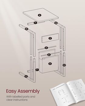 C Shaped Side Table With Fabric Storage And Castors, 9 of 10