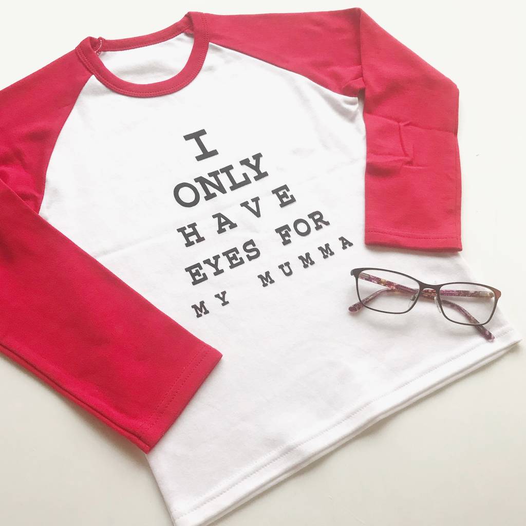 kids eye test mothers day raglan top t shirt
