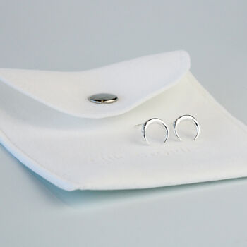 Sterling Silver Crescent Moon Stud Earrings, 4 of 5