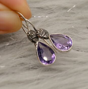 Amethyst Oxidised Sterling Silver Earrings, 6 of 9