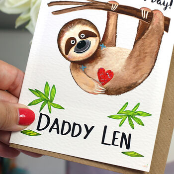 Personalised Mummy Daddy Sloth Birthday Card, 4 of 5