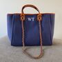 Personalised Navy And Tan Large Chain Initial Tote Bag, thumbnail 1 of 2