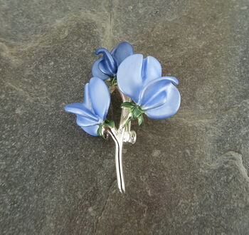 Sweet Pea Blue Flower Brooch, 4 of 5