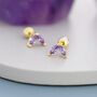Amethyst Purple Cz Marquise Leaf Duo Barbell Earrings, thumbnail 6 of 10