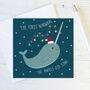 Funny Xmas Pun Card 'The First Narwhal', thumbnail 1 of 2