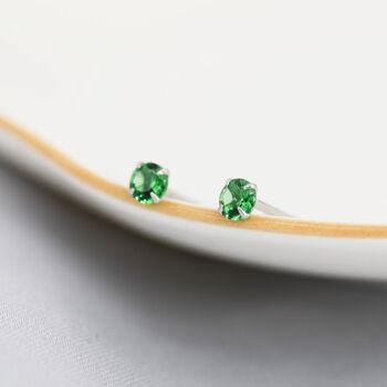 May Birthstone Emerald Green Stud Earrings, 8 of 12