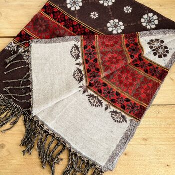 Handwoven Brown Boho Recycled Cotton Throw Blanket, 3 of 11