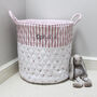Personalised Pink Stripe Floral Base Quilted Toy Bag, thumbnail 1 of 2