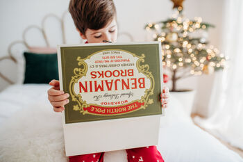 Vintage Full Colour Wooden Personalised Christmas Eve Box, 4 of 4